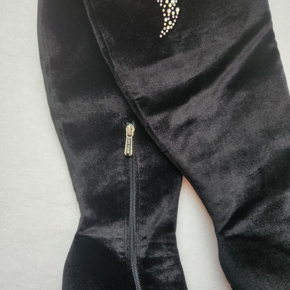 Cape Robbin Thigh High Tall Rhinestone Sparkly Velvet Boots Sexy Clubwear 7M - Picture 6 of 11